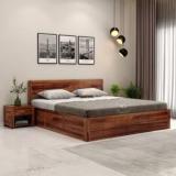 Wooden Street Floria Sheesham Wood Queen Size Box Storage Bed For Bedroom Solid Wood Queen Box Bed