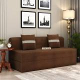 Wooden Street Voltz Folding Sofa Cum Bed With Washable Cover And 2 Patterned Cushions 3 Seater Double Foam Fold Out Sofa Cum Bed