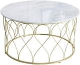 Woodentwist Eivin Metallic Pack Of 1 Round Engineered Wood Coffee Table