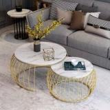 Woodentwist Metallic Round Set of 2 Engineered Wood Coffee Table