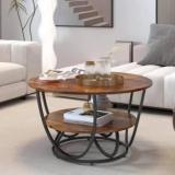 Woodentwist Metallic Set Of 1 Round Engineered Wood Coffee Table