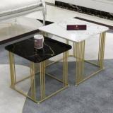 Woodentwist Metallic Set Of 2 Square Engineered Wood Coffee Table