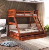 Woodstage Sheesham Wood Bunk Bed Drawer Storage Twin Over Bed With Ladder Honey Finish Solid Wood Bunk Bed