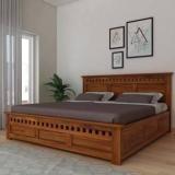 Woodstage Sheesham Wood King Size Bed With Box Storage Wooden Double Bed Solid Wood Double Box Bed