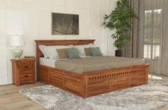 Woodstage Sheesham Wood King Size Bed with Box Storage Wooden Double Bed Solid Wood Double Box Bed