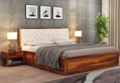 Woodstage Sheesham Wood Queen Size Bed with Box Storage Solid Wood Queen Box Bed