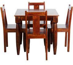 Woodsworth Alegria Solid Wood Dining Table Set In Colonial Maple Finish