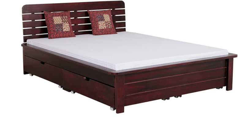 Woodsworth Alexander Queen Size Bed with Drawer storage in Passion Mahogany Finish