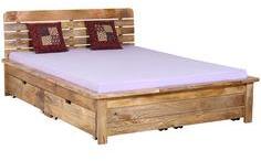 Woodsworth Alexander Queen Sized Bed With Storage In Natural Mango Wood Finish