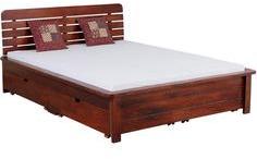 Woodsworth Alexander Solid Wood Queen Sized Bed With Storage In Colonial Maple Finish