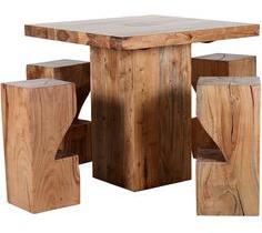 Woodsworth Alonzo Four Seater Dining Set Cum Bar Set In Acacia Wood