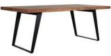 Woodsworth Alonzo Six Seater Solid Wood Dining Table In Premium Acacia Finish With Metal