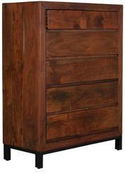 Woodsworth Alonzo Solid Wood Chest Of Drawers In Premium Acacia Finish With Metal