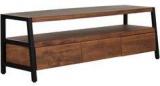 Woodsworth Alonzo Solid Wood Entertainment Unit In Premium Acacia Finish With Metal