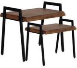 Woodsworth Alonzo Solid Wood Nest Of Two Table In Premium Acacia Finsh With Metal