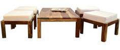 Woodsworth Ambroise Compact Coffee Table With Four Stools In Natural Sheesham Finish