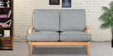 Woodsworth Arequipa Grey Two Seater Sofa In Teak Oak Finish