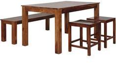 Woodsworth Athena Four Seater Dining Table Set In Provincial Teak With Melamine Finish