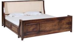 Woodsworth August Macke Solid Wood King Size Bed with storage in Provincial Teak Finish