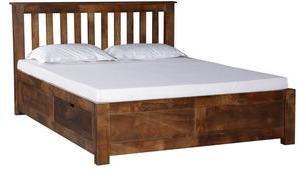 Woodsworth Barranquilla Solid Wood Queen Size Bed With Storage In Provincial Teak Finish