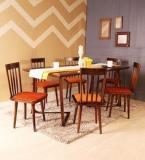 Woodsworth Bernadita Six Seater Dining Set In Provincial Teak Finish