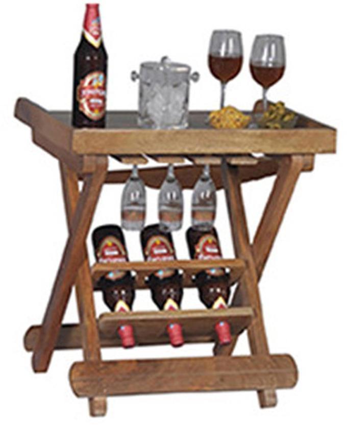 Woodsworth Bruno Solid Wood Wine Holder Table In Natural Mango Wood Finish