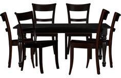 Woodsworth Buenos Six Seater Dining Table Set In Espresso Walnut Finish