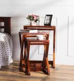 Woodsworth Burgdorf Solid Wood Set Of Tables In Honey Oak Finish