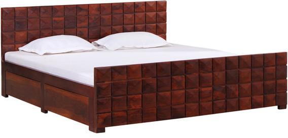 Woodsworth Casa Blanco Solid Wood King Size Bed With Storage in Honey Oak Finish