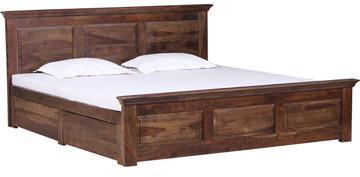 Woodsworth Casa Rio Solid Wood Queen Size Bed With Storage In Provincial Teak Finish