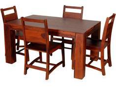 Woodsworth Cassia Sheesham Wood Dining Set With Four Chair In Colonial Maple Finish