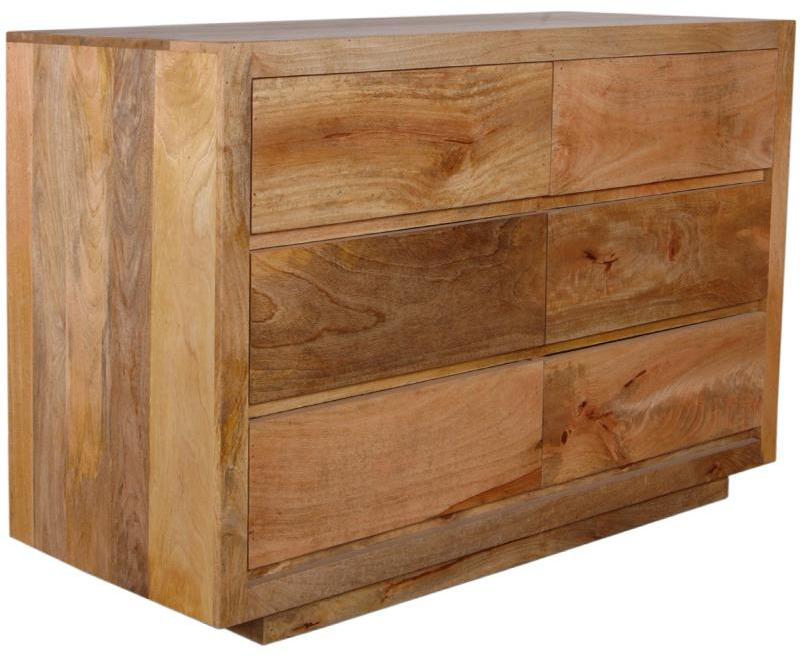 Woodsworth Cassia Stacked Solid Wood Chest of Drawers in Natural Mango Wood Finish