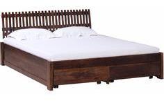 Woodsworth Cayenne Artistic Solid Wood Queen Size Bed With Storage