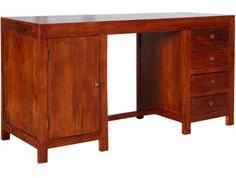 Woodsworth Cayenne Solid Wood Study Table With Drawers In Colonial Maple Finish