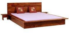 Woodsworth Copenhagen Crafty Solid Wood Queen Size Storage Bed In Colonial Maple Finish