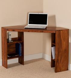 Woodsworth Elkhorn Open Computer Table With Shelfs In Honey Oak Finish