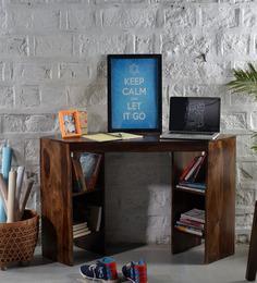 Woodsworth Elkhorn Open Computer Table With Shelves In Provincial Teak Finish