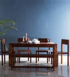 Woodsworth Elkhorn Solid Wood Six Seater Dining Set In Honey Oak Finish