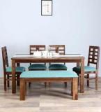 Woodsworth Fallon Six Seater Dining Set With Bench In Provincial Teak Finish