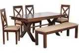 Woodsworth Ferguson Solid Wood Six Seater Dining Set In Provincial Teak Finish