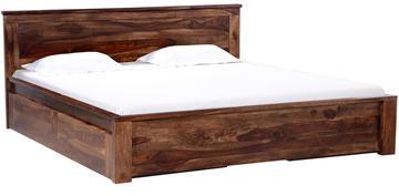 Woodsworth Fortaleza Solid Wood Queen Size Bed With Storage In Provincial Teak Finish