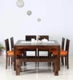 Woodsworth Frazer Eight Seater Dining Set With Bench In Provincial Teak Finish