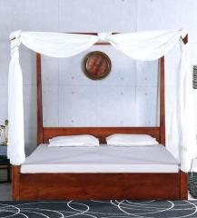 Woodsworth Freemont King Poster Bed with Storage In Honey Oak Finish