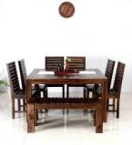 Woodsworth Glen Eight Seater Dining Set With Bench In Provincial Teak Finish