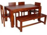 Woodsworth Goinia Solid Wood Six Seater Dining Set In Colonial Maple Finish