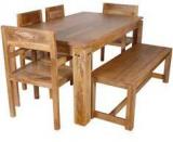 Woodsworth Goinia Solid Wood Six Seater Dining Set In Natural Finish