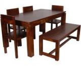 Woodsworth Goinia Solid Wood Six Seater Dining Set In Provincial Teak Finish