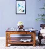 Woodsworth Havana Glass Top Coffee Table In Provincial Teak Finish