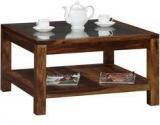 Woodsworth Havana Solid Wood Glass Top Coffee Table In Provincial Teak Finish