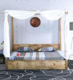 Woodsworth Ilwaco King Size Poster Bed With Storage In Natural Finish